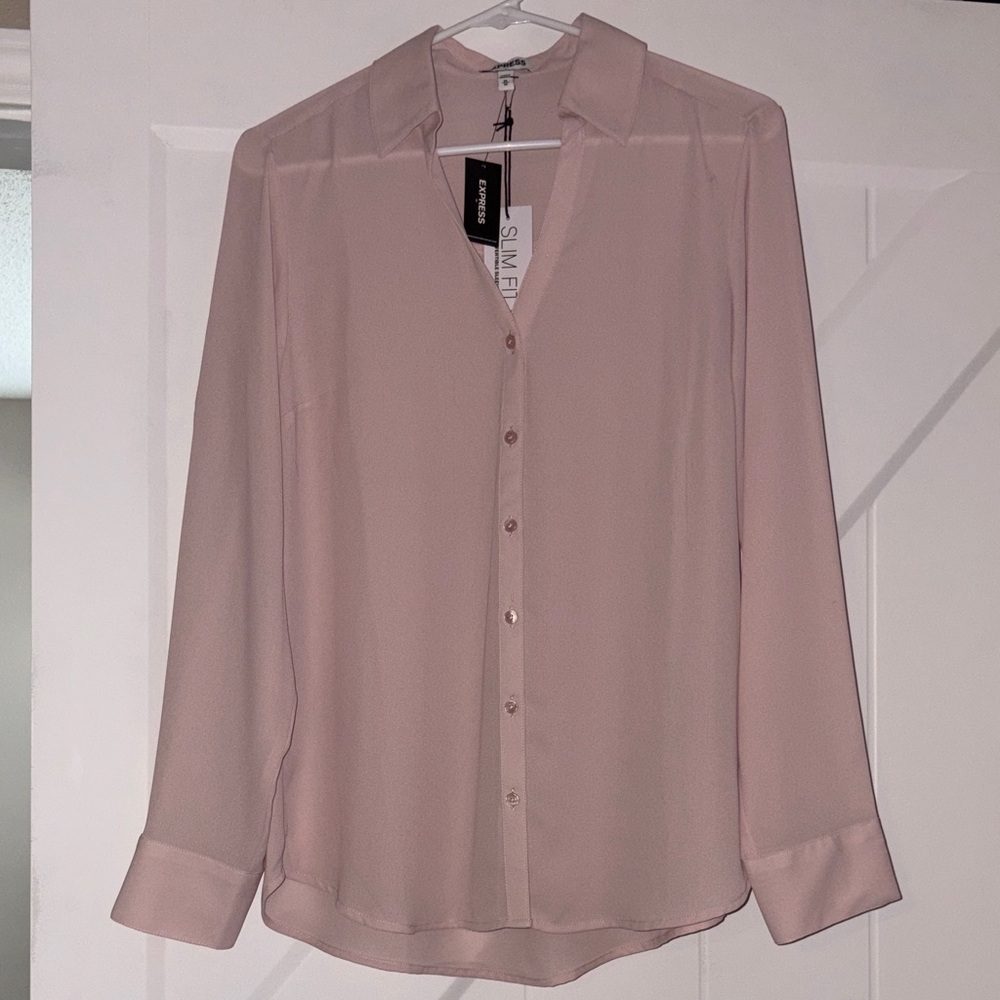 Express Blush Pink Button-Up Blouse